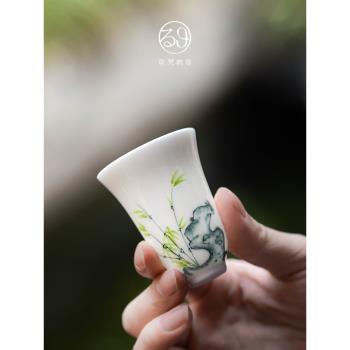 景德鎮純手繪小茶杯單杯聞香杯高檔個人專用陶瓷茶盞品茗杯瓷杯
