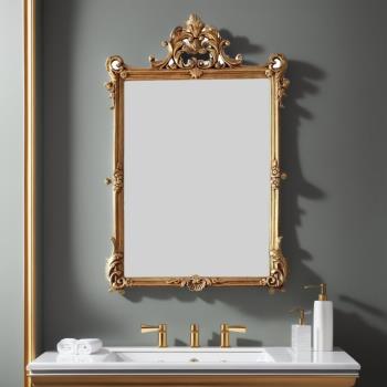 法式復古浴室化妝鏡美式壁掛墻歐式衛生間梳妝鏡玄關壁爐裝飾鏡子