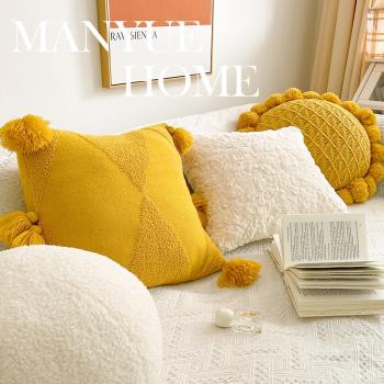 蔓越家 ins風黃色臥室床上抱枕北歐客廳沙發靠墊樣板間裝飾抱枕套