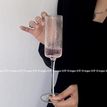 春楓復古氣泡酒杯ins法式香檳杯葡萄酒杯高腳玻璃杯小眾手工吹制