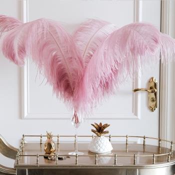特大鴕鳥毛裝飾羽毛花桌婚慶DIY路引拍照道具表演擺配件白粉色INS