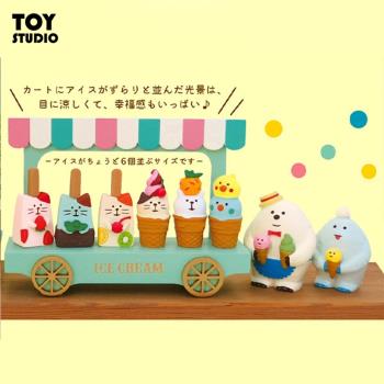 日系卡通白熊貓咪馬卡龍色冰淇凌系列場景擺件日式創意桌面小擺件