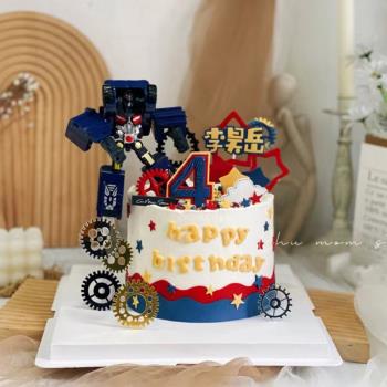 咖寶車神蛋糕裝飾擺件變形超人機器人汽車齒輪兒童男孩生日插件