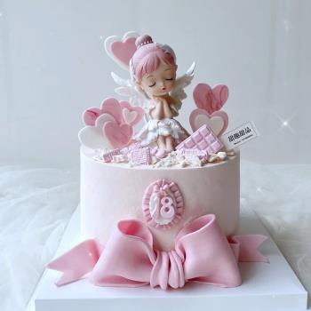 少女心生日蛋糕裝飾唯美芭蕾舞女孩擺件烘焙派對貝拉小公主插件