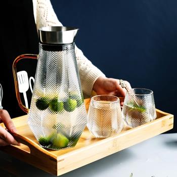 玻璃水杯女水壺套裝家用客廳帶托盤耐熱高溫高品質透明杯具ins風