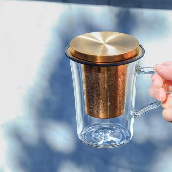 臺灣宜龍茶具璀璨濾茶杯馬克杯耐熱玻璃加厚家用辦公帶內膽過濾壺