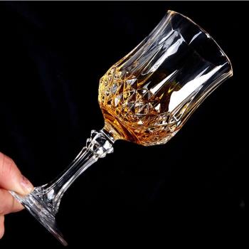 歐式鉆石刻花高腳杯水晶玻璃紅酒杯洋酒杯雕花香檳杯家用復古酒杯