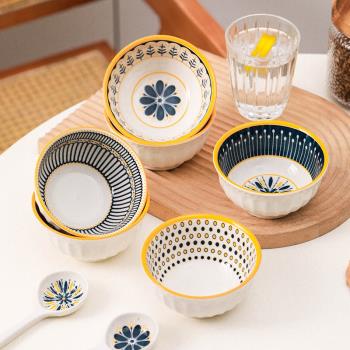 北歐飯碗家用陶瓷釉下彩特別好看的米飯碗新款日式早餐碗高顏值