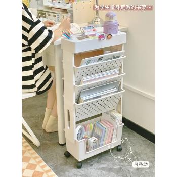 兒童書架可移動帶輪繪本收納學生宿舍神器落地小書柜書桌邊置物架