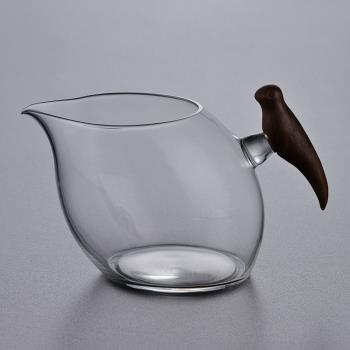 世器公道杯木把 耐熱玻璃泡茶器溫茶器一套公杯茶水分離泡茶杯海