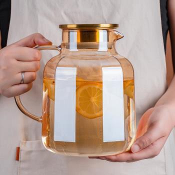 涼水壺玻璃耐高溫涼水杯家用套裝玻璃水壺高顏值冷水壺大容量扎壺