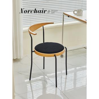 NORCHAIR復古牛角書桌椅簡約家用客廳靠背餐椅網紅設計師休閑椅子