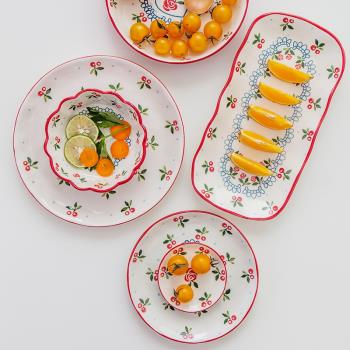 ins風網紅餐具套裝日式小清新創意碗碟套裝組合碗盤家用可愛櫻桃