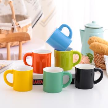 陶瓷美式摩卡創意加厚咖啡杯300ml 拉花拿鐵馬克杯簡約家用彩色