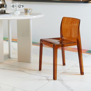 北歐透明餐椅家用網紅ins亞克力創意化妝椅餐廳休閑簡約靠背椅子