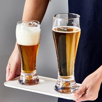 手工吹制金箔啤酒杯家用水晶玻璃輕奢酒杯德啤杯創意個性精釀杯子