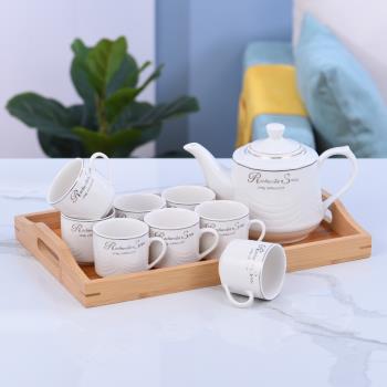 陶瓷茶具套裝家用客廳婚慶現代簡約耐熱泡茶壺水杯飲具整套帶托盤