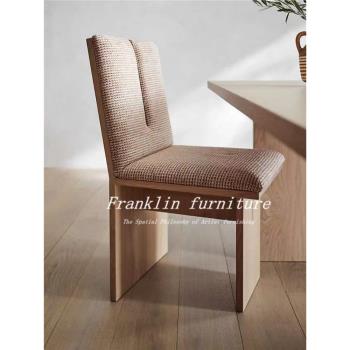 中古風實木餐椅異形摩登復古椅子設計師侘寂軟包休閑椅網紅款餐椅
