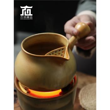 干烤焦糖奶茶柴燒側把明火圍爐煮茶鍋自制下午茶陶壺養生老白茶壺