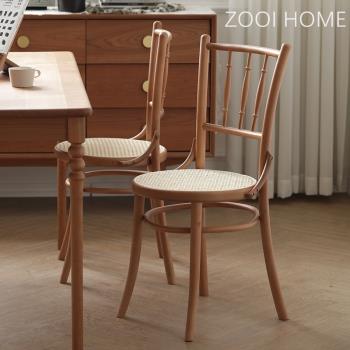ZOOI HOME索奈特椅北歐實木餐椅家用復古vintage網紅ton378號椅子