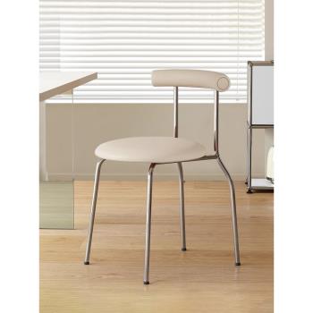 奶油風中古餐椅家用舒適靠背椅現代簡約臥室書桌椅輕奢咖啡廳椅子