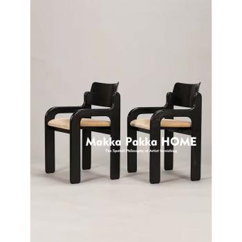 Makka pakka HOME法式復古絨布中古單人椅子藝術美學家用扶手餐椅