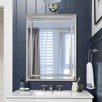 法式浴室鏡2023新款智能簡約家用臥室化妝鏡衛生間壁掛復古防霧鏡
