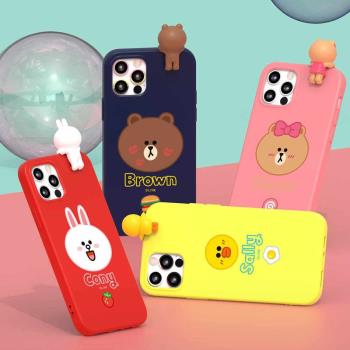 line布朗熊iPhone13液態矽膠14Pro手機殼公仔蘋果13promax保護套
