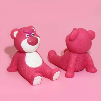 網紅草莓小熊手機支架 家裝飾玩具擺件小熊躺姿汽車中控臺禮品居