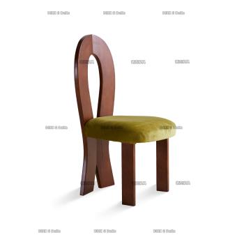 中古餐椅家具設計師橡木書房椅實木靠背椅家用法式復古網紅餐桌椅