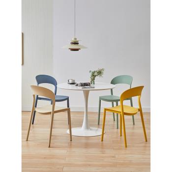 家用靠背餐椅現代簡約加厚餐廳椅子北歐餐桌塑料凳子舒服久坐商用