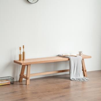北歐長條凳實木長凳子餐凳木板凳餐桌家用長白蠟木櫻桃木椅子高凳