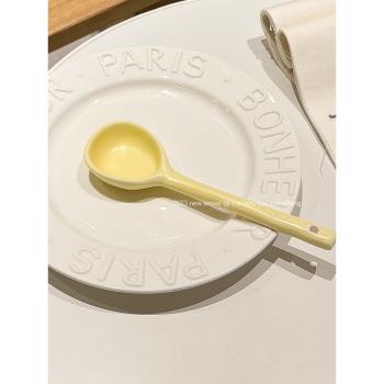 可愛長柄陶瓷勺子家用高顏值日式小湯勺網紅ins風湯匙吃飯勺調羹