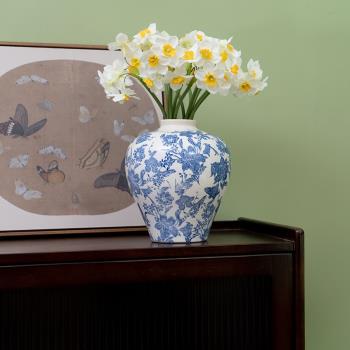 復古森林春季限量冰裂釉青花瓷花瓶古典陶瓷擺件水培家居桌面裝飾