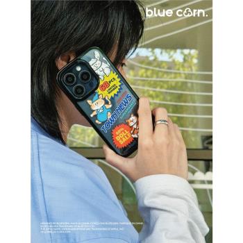 【bluecorn】藍色苞米聯名Quevy小鎮的貓 貼紙風適用于iPhone 15 14 13 PRO MAX magsafe鏡面磁吸防摔手機殼