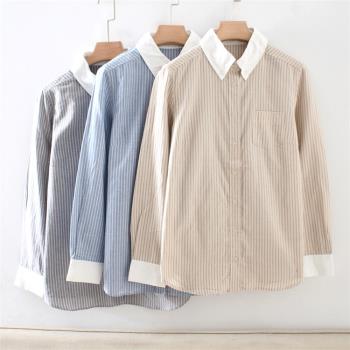 A08019日系單排扣純棉長袖襯衫