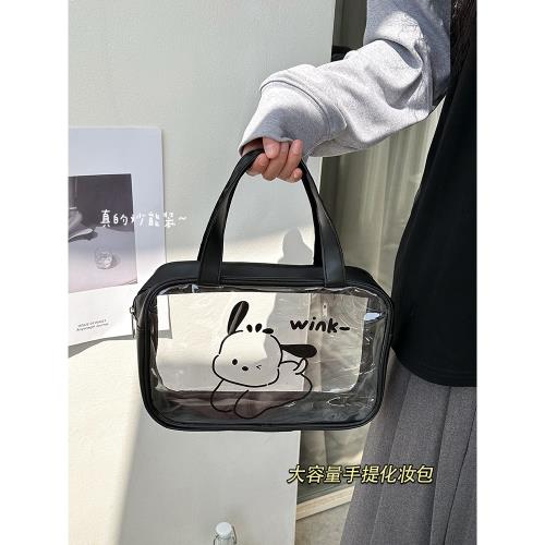 可愛手提洗漱包便攜洗浴旅行透明防水游泳洗澡化妝包浴兜大容量