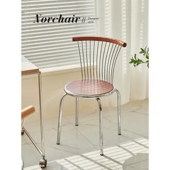 NORCHAIR簡約現代不銹鋼餐椅家用復古包豪斯靠背椅小戶型休閑椅子