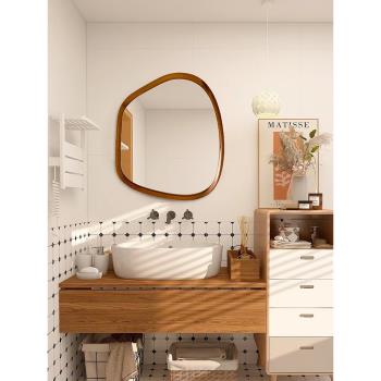 法式復古不規則中古衛浴鏡簡約設計壁掛裝飾鏡北歐ins藝術化妝鏡