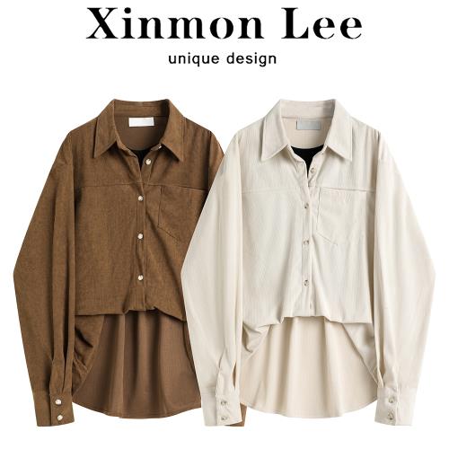 外套女學院風長袖寬松上衣假兩件