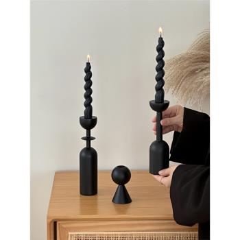 法式木質燭臺蠟燭擺件輕奢高檔創意家居客廳復古高級燭臺裝飾擺設