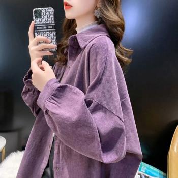 外套女早秋燈芯絨寬松中長款襯衫