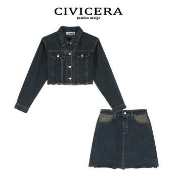 CIVICERA法式復古牛仔獨特短裙