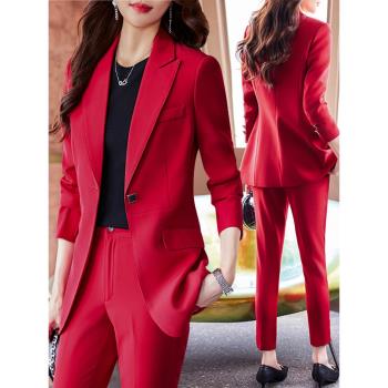 外套女紅色時尚工作服西裝外套