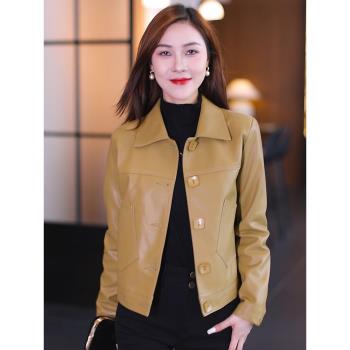歐貨翻領皮衣外套女2025秋季新寬松復古時髦機車服短款pu皮夾克潮