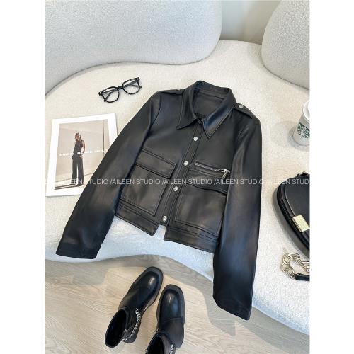 黑色皮衣外套女短款2025秋裝新款韓版時尚顯瘦百搭pu皮夾克上衣潮