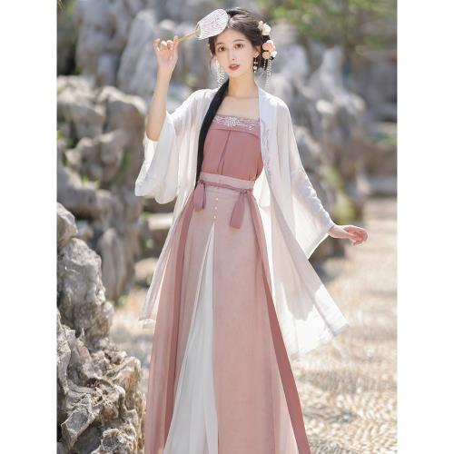 粉黛原創宋制漢服女改良褙子春秋新中式國風三裥裙古裝全套漢元素
