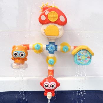 兒童浴室steam管道戲水洗澡玩具趣味兒童科學實驗水管拼接水車