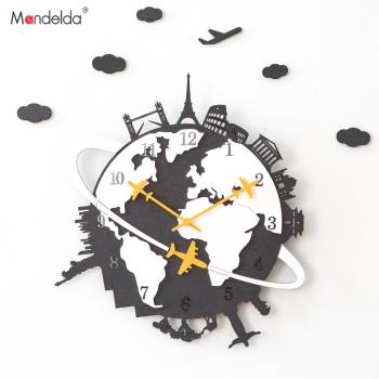 Mandelda掛鐘創意客廳現代美式個性掛表靜音時鐘家用裝飾石英鐘表