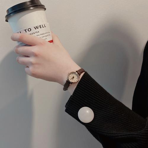 手表女款學生小巧精致防水簡約氣質小眾女士皮帶石英表女表高級感